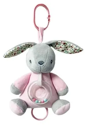 Image de Boîte à musique lapin rose 18 cm - Tulilo