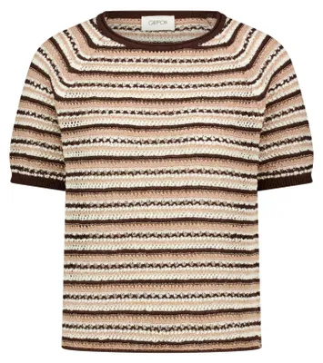 Produktbild von Cartoon (230) Strickpullover Kurz 1/2 Arm Brown/Cream Brown/Cream 42
