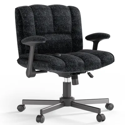Produktbild von Verstellbarer Criss Cross Stuhl mit Armlehnen, Ergonomischer Drehstuhl, Komfortabler Schreibtischstuhl, Schminktisch Stuhl, Höhenverstellbar,Schwarz