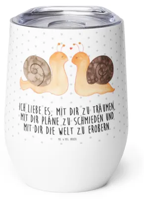 Produktbild von Mr. & Mrs. Panda Thermobecher Schnecken Liebe - Weiß - Geschenk, Träume, Verliebt, Isolierbecher, glühweinbecher, kaffee tasse, Ehe, glücklich, thermosbecher, Freundin