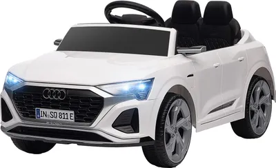 Produktbild von Kinder Elektroauto 12V Kinderauto mit 2,4G Fernbedienung, MP3 Musik & Hupe, Elektrofahrzeug mit Scheinwerfer, 4 gefederte Räder, 3-5 km/h, für 3-6 Jahre Kinder, Weiß