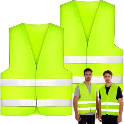 Produktbild von Warnwesten Set 2 Stück Gelb Reflektierend Universal Größe Waschbar