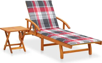 Produktbild von Sonnenliege mit Tisch und Auflage Akazie Massivholz