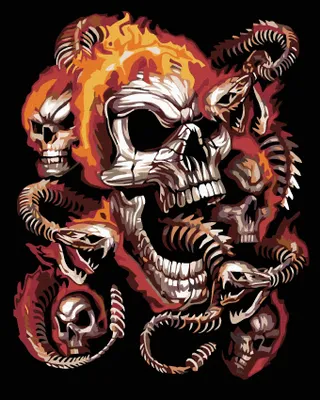 Produktbild von Zuty - Malen nach Zahlen - TOTENKOPF UND SCHLANGENSKELETT, 40x50 cm, ohne Keilrahmen
