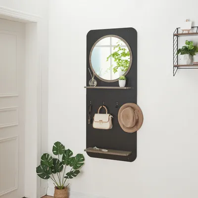 Produktbild von Garderobenpaneel 'Helsinge' mit Spiegel 140x60x16 cm