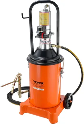 Produktbild von Fettpumpe, 3 Gallonen (12 l), luftbetriebene Fettpumpe mit 13 ft (3,96 m) Hochdruckschlauch und Fettpresse, pneumatische Fettkübelpumpe mit Rädern, tragbare Schmierfettpumpe mit einem Druckverhältnis von 50:1
