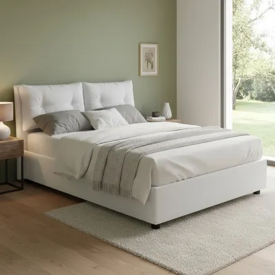Image de Abbaione - Lit Double, Blanc, Déhoussable Fabriqué en Italie