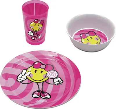 Produktbild von KINDERSET Essgeschirr-Set „Smiley Junior“ 6707-0391 3tlg Junior Pink6707-0391