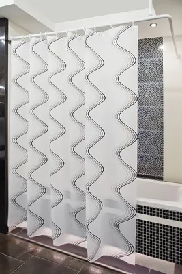 Produktbild von Textil Duschvorhang weiss grau schwarz Waver 180x200 cm inkl. Ringe