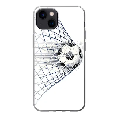 Produktbild von MuchoWow® Handyhülle Schutzhülle Hülle für iPhone 13 mini Eine Illustration eines Fußballs, der ins Tor geht - Jungen - Mädchen - Kinder Silikon Softcase Handy Hülle - Softcase