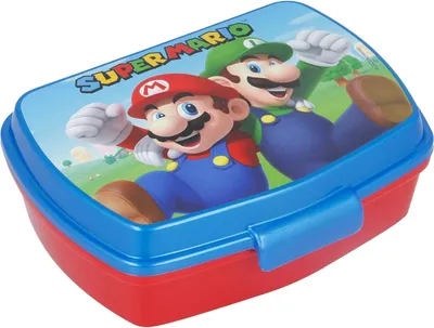 Immagine prodotto di Scatola per panini Super Mario in plastica rosso blu (17 x 5,6 x 13,3 cm)