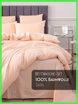 Produktbild von Bettwäsche Set mit Bettlaken - Orange, 6 Teilige Bettbezug,100% Baumwolle, Geschenkverpackung, Stripe Satin 200x220