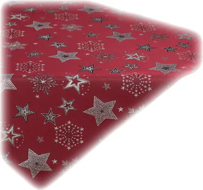 Produktbild von Tischwäsche Tischläufer Stickerei Sterne Winter Weihnachten Deko rot - 85 x 85 cm