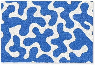 Zdjęcie produktu dla Mata podłogowa Unyqoos® 40 x 60 cm – antypoślizgowa mata do użytku wewnątrz i na zewnątrz, grubość 8 mm, abstrakcyjne niebieskie fale, pochłaniająca brud i wilgoć