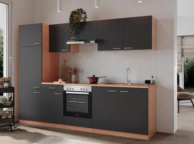 Produktbild von Küche Küchenzeile Küchenblock Einbauküche Buche Grau Gerda 270 cm Respekta