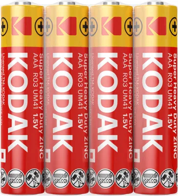 Produktbild von Kodak Heavy Duty Zink-Mikronadelbatterie R03 AAA 4-Schrumpf