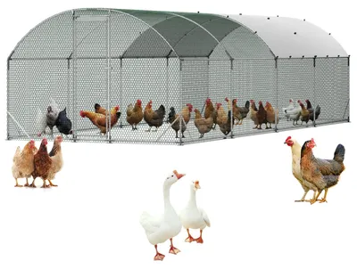 Obrázok produktu pre Kurník VEVOR, 2,7x7,6x2 m, výbeh pre kurčatá s nepremokavým krytom a robustným rámom, klietka s kupolovitou strechou pre hydinu, voľný výbeh, hydinový domček pre králiky, kurčatá, husi