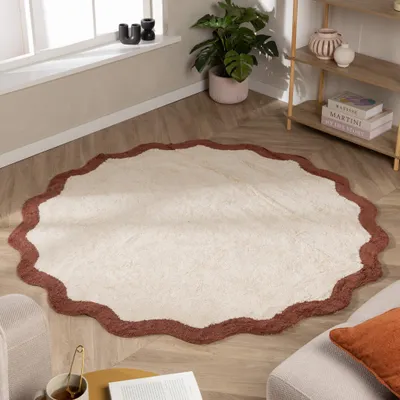 Produktbild von Volero - Waschbarer Teppich Rund - Hazy Braun Creme - Ø 230cm - Wohnzimmer, Kinderzimmer, Schlafzimmer, Jugendzimmer - Modern, Skandinavisch