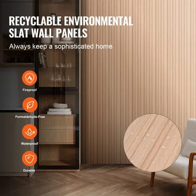 Obrázek produktu pro VEVOR akustické panely, akustické panely, 2450 x 166 mm, WPC akcentní dřevěné stěnové panely pro moderní interiérové stěny, stěnové panely ve vzhledu dřeva, jasanové dřevo, sada 8 kusů