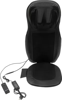 Produktbild von Ganzkörper Massagesitzauflage - Shiatsu - Mit Wärme - Für Nacken, Rücken, Lenden, Schultern, Hüfte - 8 Knetknoten - 3 Intensitätsstufen - Schwarz