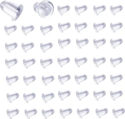 Produktbild von 50 Stück Ohrring Verschluss, Transparent Universal Silikon Ohrring Stopper Ohrstecker verschlüsse 4*5mm, für DIY Schmuckherstellung