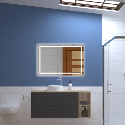 Image de Acezanble Ensemble Meuble Salle de Bain Suspendu avec Lavabo, 120X46X52cm, avec miroir led
