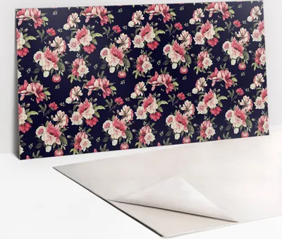 Produktbild von PVC-Wandschutz für die Küche - Stilvoller Schutz für Ihre Wände 100 x 50 Pinke Blumen