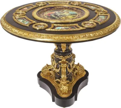 Produktbild von Casa Padrino Barock Beistelltisch Rotbraun / Gold Durchmesser 108 cm, Höhe 89 cm Handarbeit, Handbemalt- Limited Edition