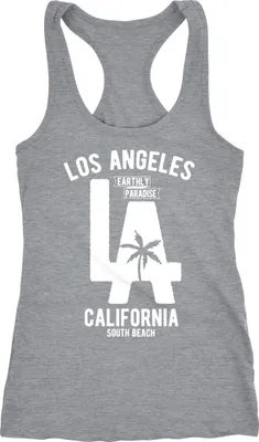 Produktbild von Damen Tank Top Los Angeles California LA Palme Racerback Tanktop Neverless® grau M