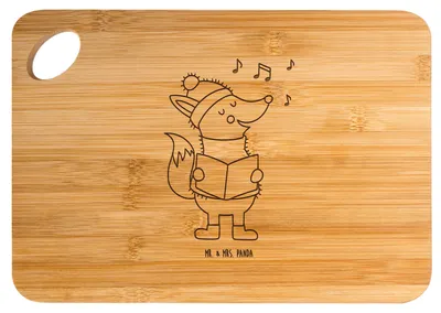 Produktbild von Mr. & Mrs. Panda Hackbrett Fuchs Sänger - Transparent - Geschenk, Schneidebrett, Frühstücksbrett, Holzbrett, Winter, Holzbrettchen, holzschneidebrett, Frühstücksbrettchen