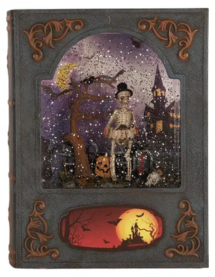 Obrázok produktu pre Clayre & Eef Halloweenová dekorácia – knihy 17 x 7 x 22 cm / 3xAA, sivý plast