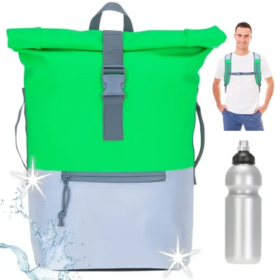 Produktbild von Rucksack Plane Time Bag Evo 24 L Kurierrucksack Roll-Top A4 Freizeitrucksack Laptoprucksack wetterfest Outdoor Elephant 12832 Neon Grün Reflektor +f