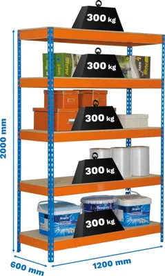 Obrázok produktu pre Simon Rack Bricoforte 1206-5 5 políc 1500 kg 200 x 120 x 60 cm