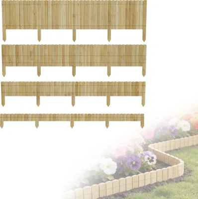 Obrázok produktu pre LZQ Drevené ohraničenie záhonov, flexibilné, 10 × 200 cm, neošetrené, ohraničenie trávnika Rollborder, dekoratívny plot do záhrady