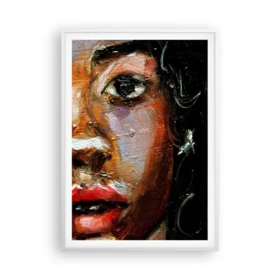 Produktbild von Gerahmtes Poster - Weißer Rahmen - Pastos Porträt afrikanisch - 70x100 cm - Wand Bild - Wanddeko - Wandbilder - Kunstposter - Wandposter - Bilderrahmen - Bilder - Kunstdruck - P2WPA70x100-4674