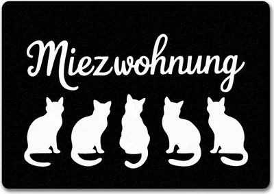 Produktbild von Miezwohnung Katzen Silhouetten Fußmatte in 35x50 cm ohne Rand für Katzenfans
