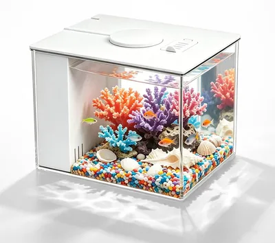 Mini-Aquarium mit Filter und LED, 19,5×14,5×15,5 cm, weiß