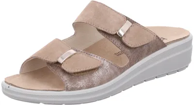 Produktbild von Rohde Damen Clogs Leder Klettverschluss Pantoletten Rivella 5732, Größe:42 EU, Farbe:Beige