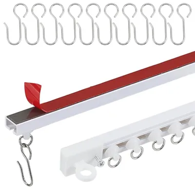 Selbstklebende Decken-Vorhangschiene 4 m, weiß