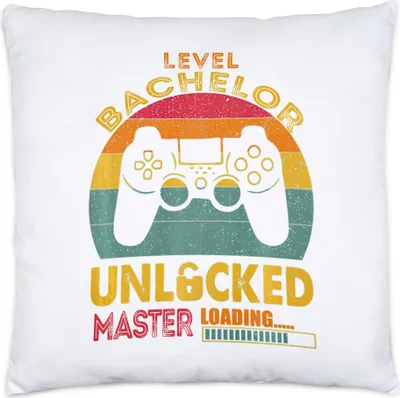 Produktbild von Level Bachelor Unlocked Master Loading Kissen Studium Lernen Bildung Konsole Spiel Controller Gamepad