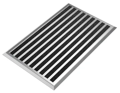 Alu-Türvorleger 40x60 cm, PP-Bürstenmatte, Silber