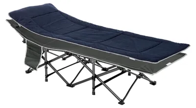 Immagine prodotto di Lettino Pieghevole da Campeggio per Adulti con Cuscino e Borsa Trasporto, 188x64.5x53cm - Blu
