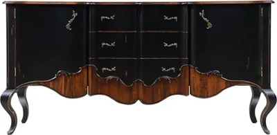 Produktbild von Casa Padrino Luxus Barock Sideboard Antik Schwarz / Braun 200,5 x 53,5 x H. 98 cm - Prunkvoller Massivholz Schrank mit 2 Türen und 3 Schubladen - Luxus Möbel im Barockstil - Barock Möbel