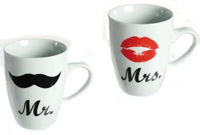 Produktbild von Tasse Set Porzelanbecher Mr & Mrs