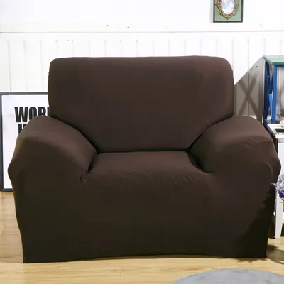 Produktbild von ele ELEOPTION Sofahusse Stretchhusse Sofabezug Polyester Rippstrick (Dunkelbraun, 1 Sitzer für Sofalänge 90-140cm)