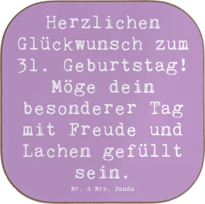 Produktbild von Mr. & Mrs. Panda Untersetzer für Gläser Spruch 31. Geburtstag - Lavendeltraum - Geschenk, Tischschoner, neues Abenteuer, besonderer Tag, gläseruntersetzer, Happy Birthday