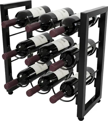 Obrázek produktu pro Relaxdays stojan na víno, 9 lahví, kov, VxŠxH: 36 x 35 x 17 cm, stojan na víno, kuchyně a bar, stojan na víno, černý