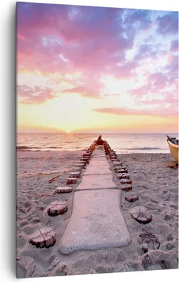 Produktbild von Bild auf Leinwand - Leinwandbild - Einteilig - Boot Strand Himmel - 80x120cm - Wand Bild - Wanddeko - Wandbilder - Leinwanddruck - Wanddekoration - Leinwand bilder - Wandbild - PA80x120-5064