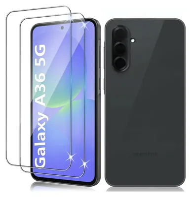 A smartphone with screen protectors shown from the front and back.