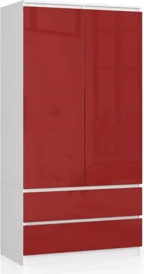 Image de Akord Armoire Blanc/Rouge Brillant 90X51X180